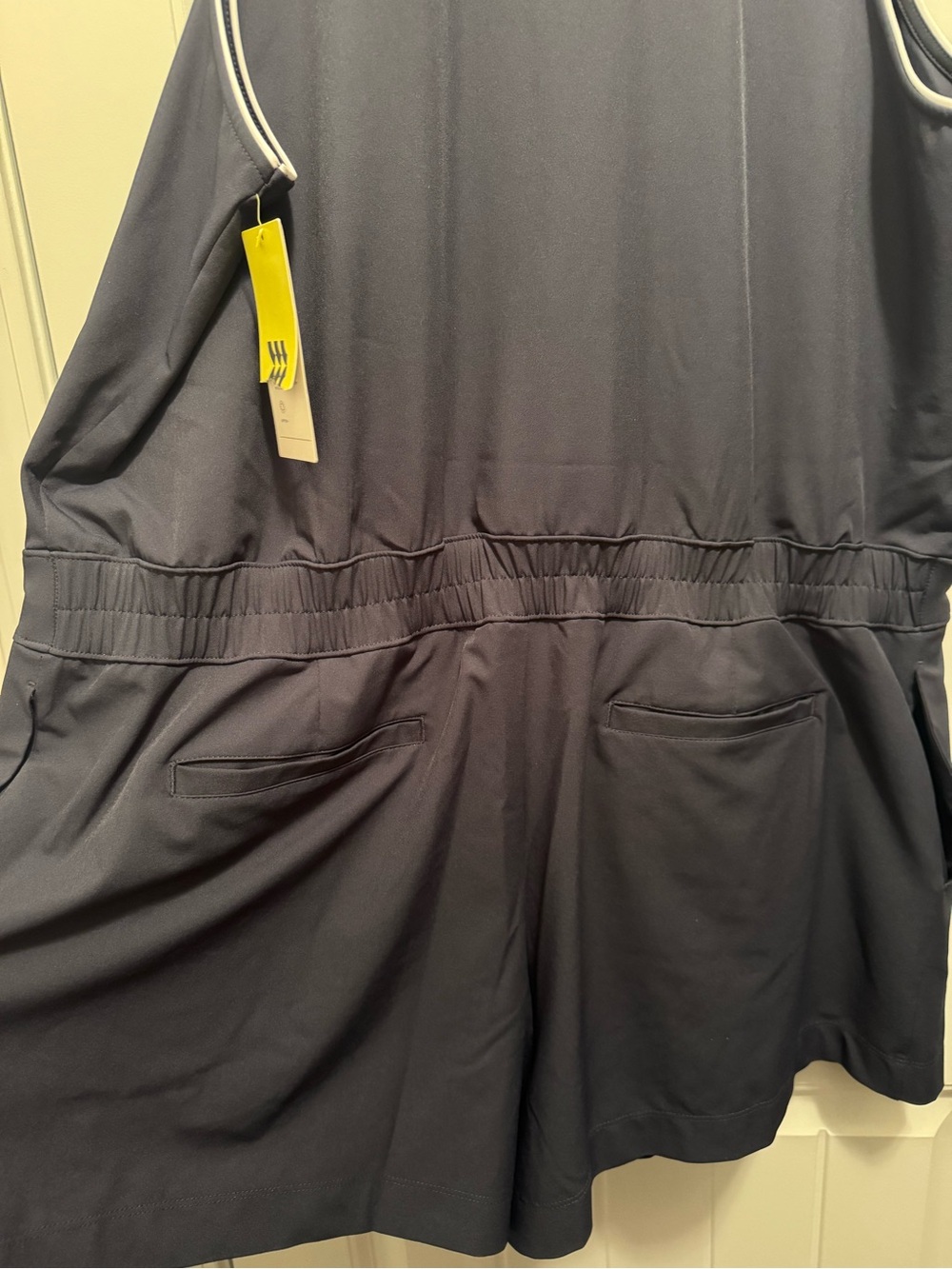 all in motion Black Sleeveless Romper with White Piping Trim - Picture 7 of 10